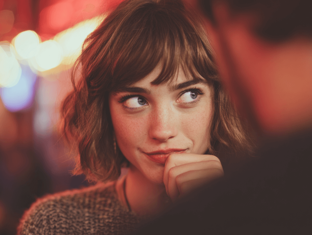 A picrure of a person displaying signs of mutual attraction